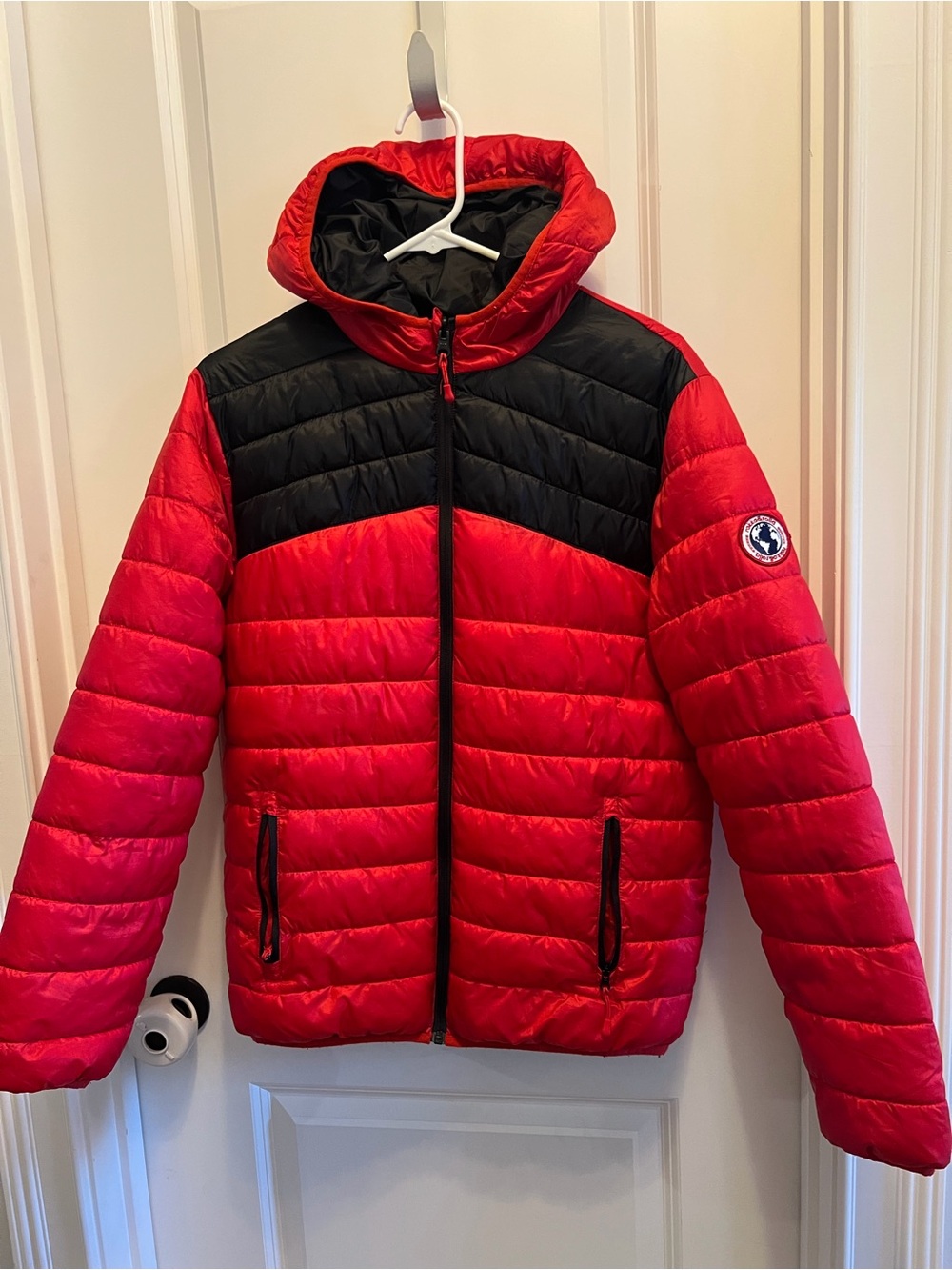 Rokka&Rolla Boys Red Black Puffer Jacket Hooded Quilted Coat XXL 18